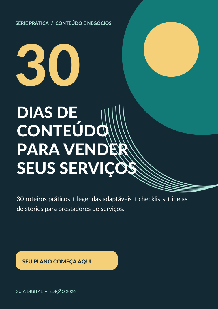 Capa do e-book 30 Dias de Conteúdo para Vender Seus Serviços