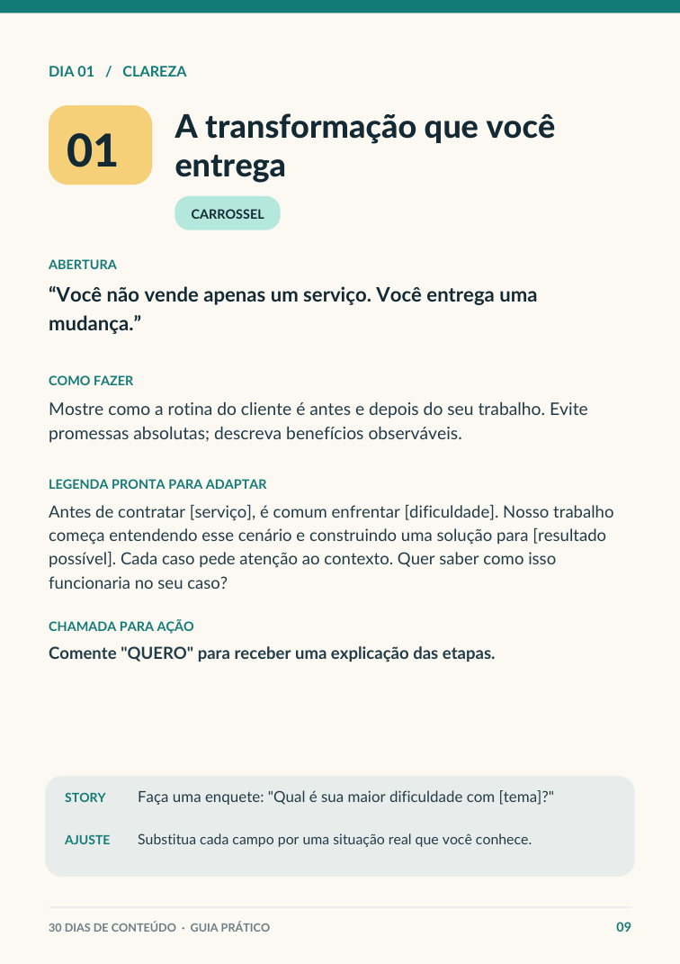 Página interna demonstrando a aplicação de um conteúdo